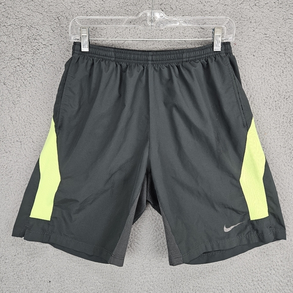 Nike Running Shorts Men’s Medium Neon Green Back Pocket Unlined - Picture 1 of 9